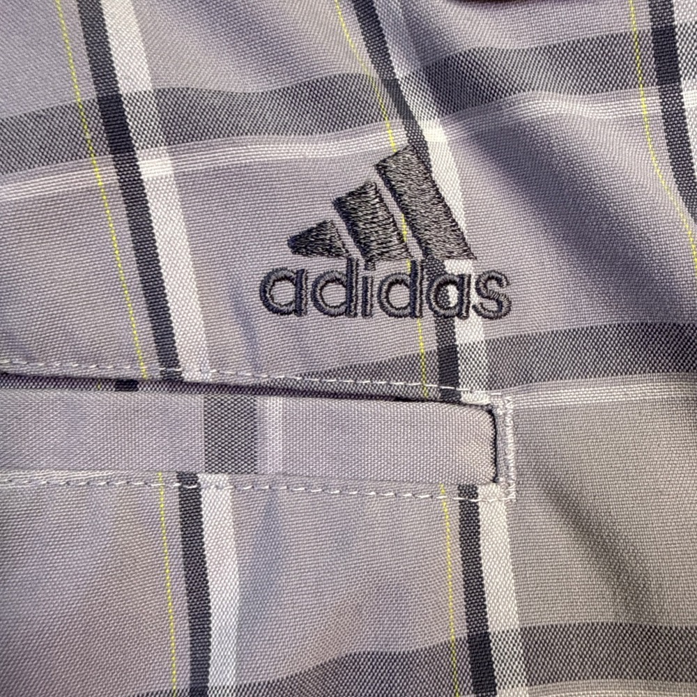 ADIDAS 10" Go-To PrimeGreen SHORTS MENS 36 Stretch Performance Gray Golf plaid